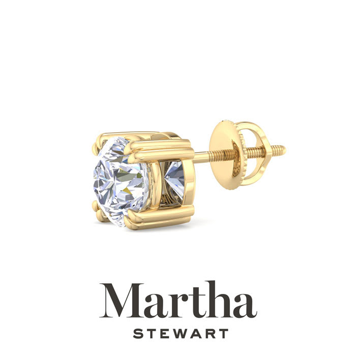 Martha Stewart 3 Carat Lab Grown Diamond Stud Earrings In 14 Karat Yellow Gold