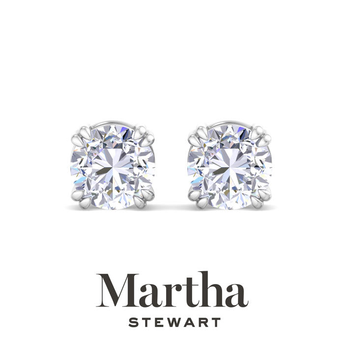 Martha Stewart 4 Carat Lab Grown Diamond Stud Earrings In 14 Karat White Gold