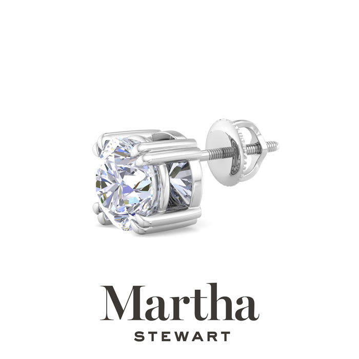 Martha Stewart 4 Carat Lab Grown Diamond Stud Earrings In 14 Karat White Gold
