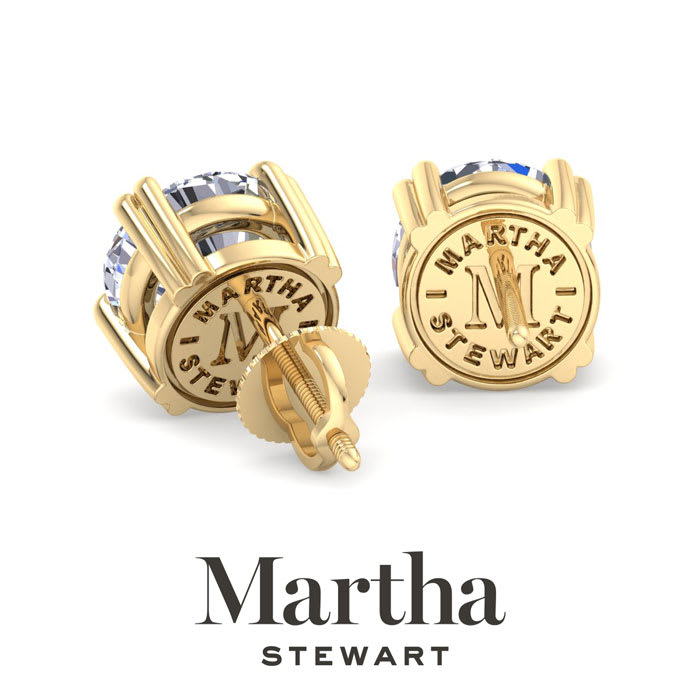 Martha Stewart 4 Carat Lab Grown Diamond Stud Earrings In 14 Karat Yellow Gold