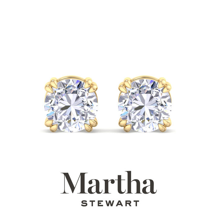 Martha Stewart 4 Carat Lab Grown Diamond Stud Earrings In 14 Karat Yellow Gold