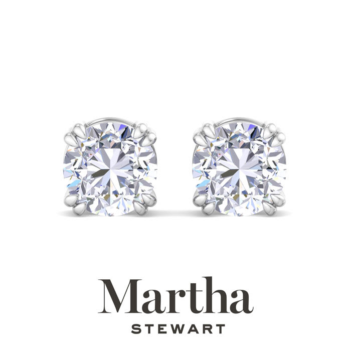 Martha Stewart 5 Carat Lab Grown Diamond Stud Earrings In 14 Karat White Gold