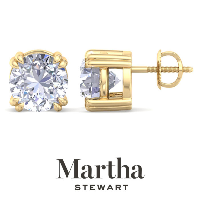 Martha Stewart 5 Carat Lab Grown Diamond Stud Earrings In 14 Karat Yellow Gold