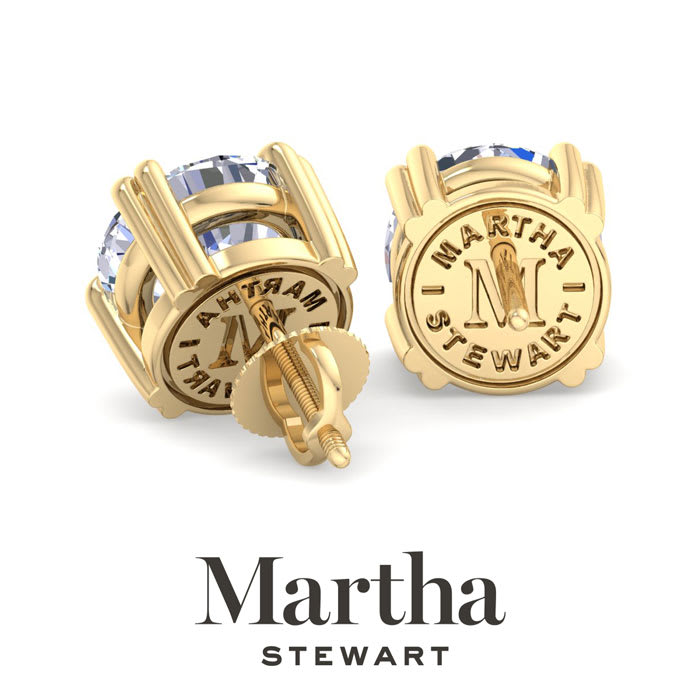 Martha Stewart 5 Carat Lab Grown Diamond Stud Earrings In 14 Karat Yellow Gold