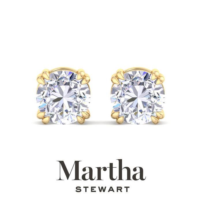 Martha Stewart 5 Carat Lab Grown Diamond Stud Earrings In 14 Karat Yellow Gold