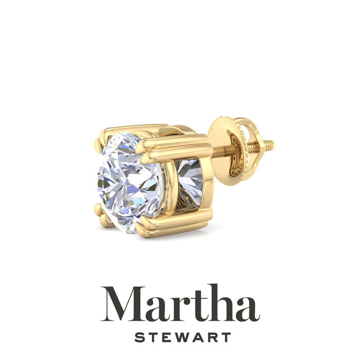Martha Stewart 5 Carat Lab Grown Diamond Stud Earrings In 14 Karat Yellow Gold