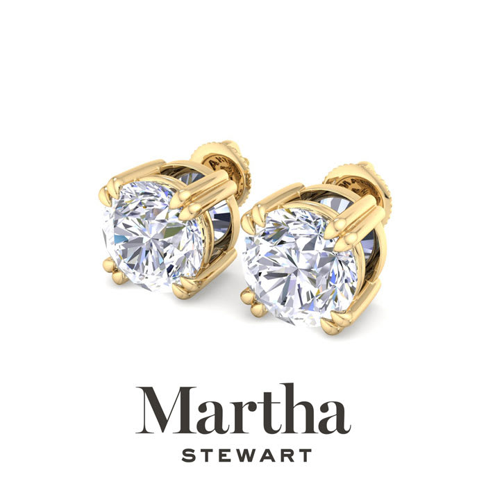 Martha Stewart 5 Carat Lab Grown Diamond Stud Earrings In 14 Karat Yellow Gold