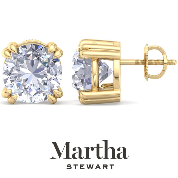 Martha Stewart 8 Carat Lab Grown Diamond Stud Earrings In 14 Karat Yellow Gold