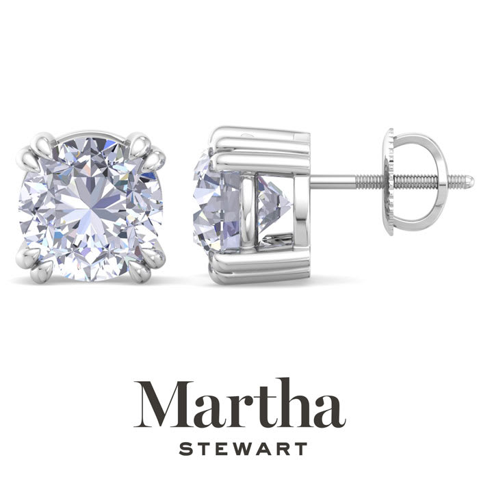 Martha Stewart 10 Carat Lab Grown Diamond Stud Earrings In 14 Karat White Gold