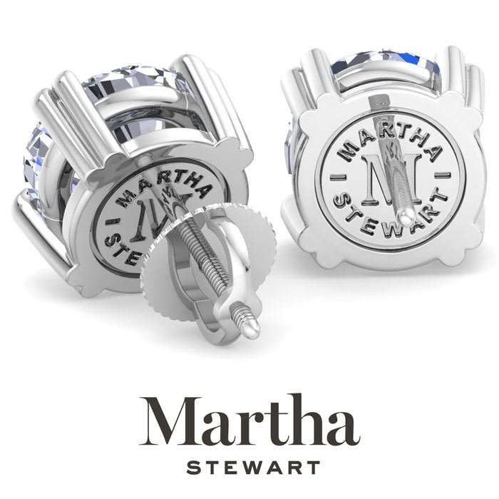 Martha Stewart 10 Carat Lab Grown Diamond Stud Earrings In 14 Karat White Gold