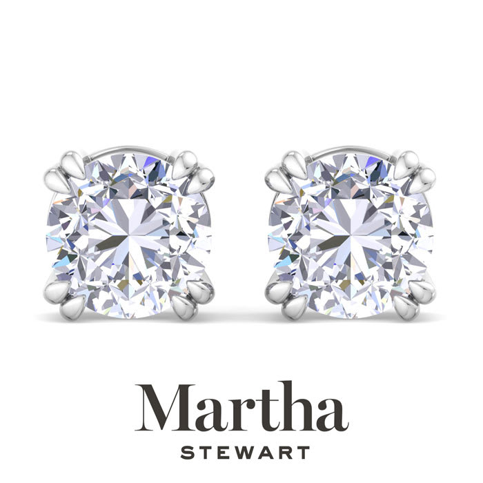 Martha Stewart 10 Carat Lab Grown Diamond Stud Earrings In 14 Karat White Gold