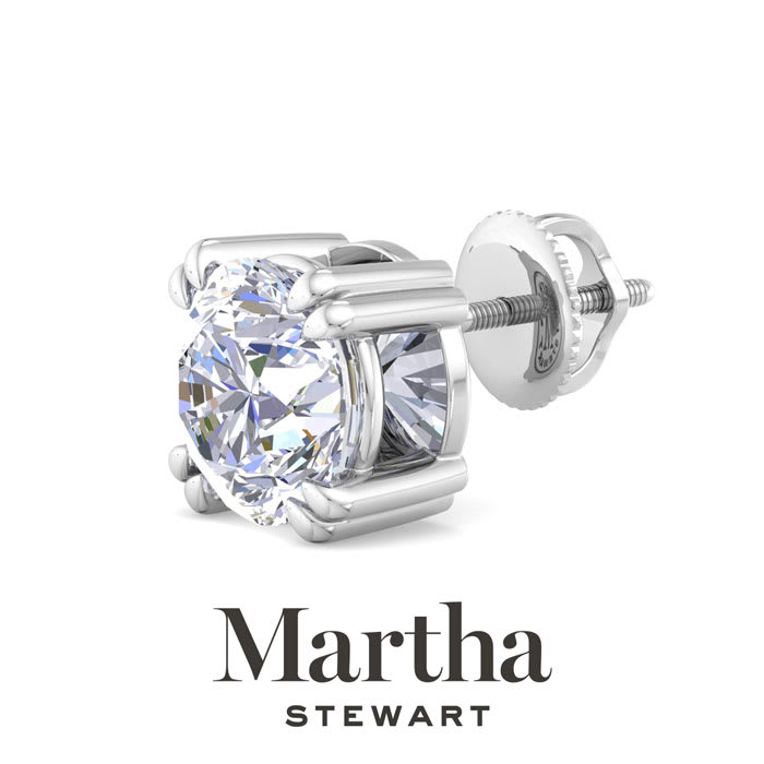 Martha Stewart 10 Carat Lab Grown Diamond Stud Earrings In 14 Karat White Gold