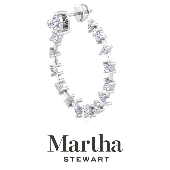 Martha Stewart 3 Carat Lab Grown Diamond Fancy Hoop Earrings In 14 Karat White Gold