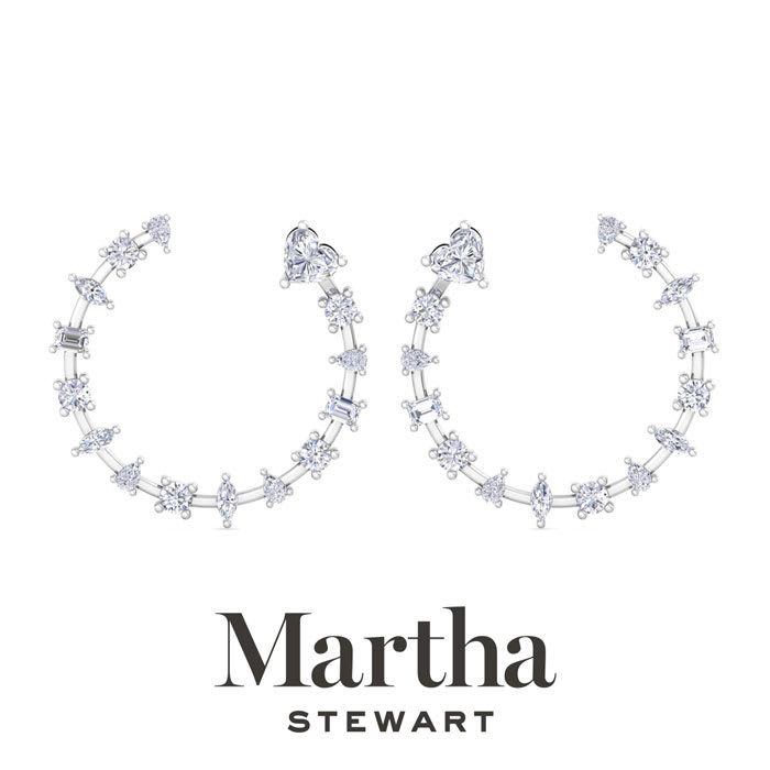Martha Stewart 3 Carat Lab Grown Diamond Fancy Hoop Earrings In 14 Karat White Gold