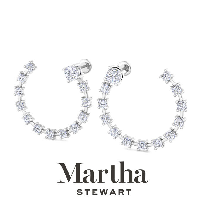 Martha Stewart 3 Carat Lab Grown Diamond Hoop Earrings In 14 Karat White Gold