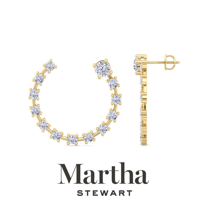 Martha Stewart 3 Carat Lab Grown Diamond Hoop Earrings In 14 Karat Yellow Gold