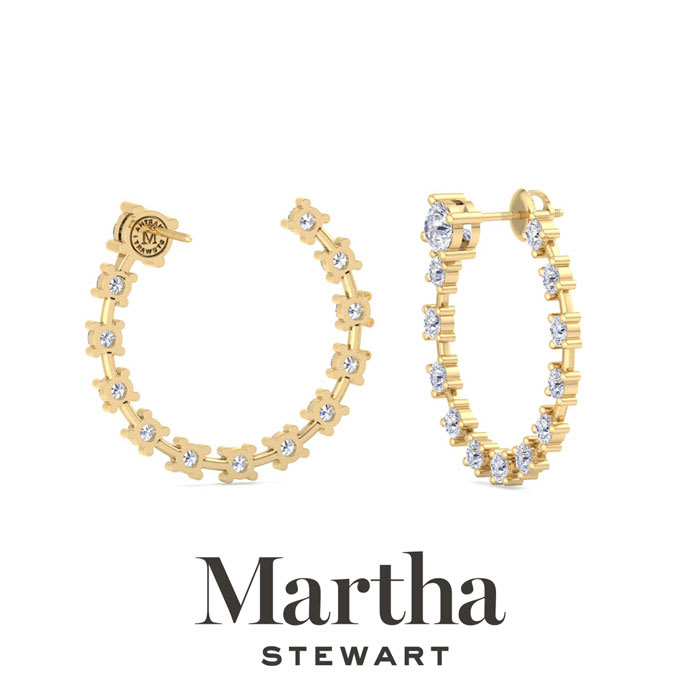 Martha Stewart 3 Carat Lab Grown Diamond Hoop Earrings In 14 Karat Yellow Gold