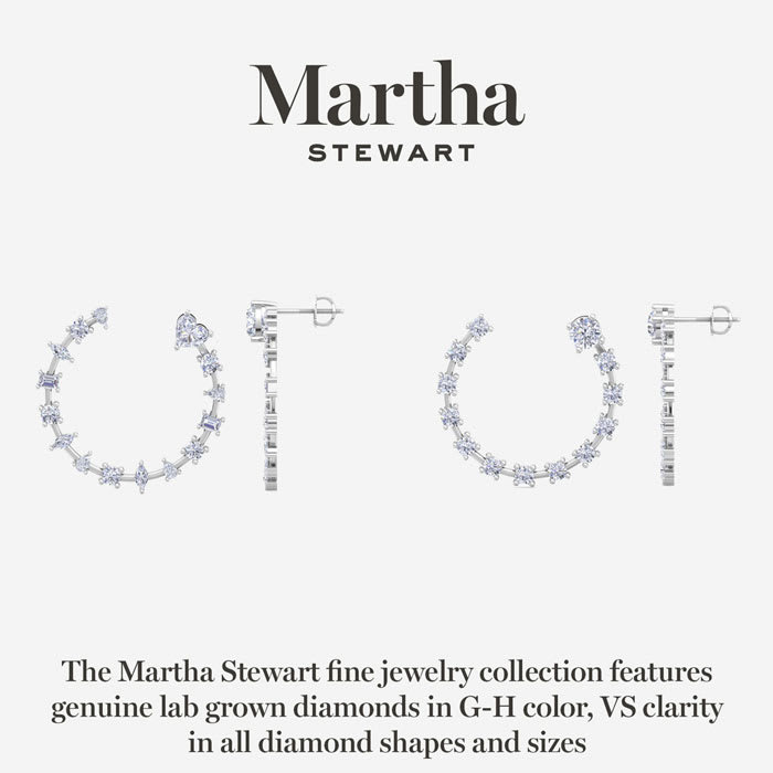 Martha Stewart 3 Carat Lab Grown Diamond Hoop Earrings In 14 Karat Yellow Gold