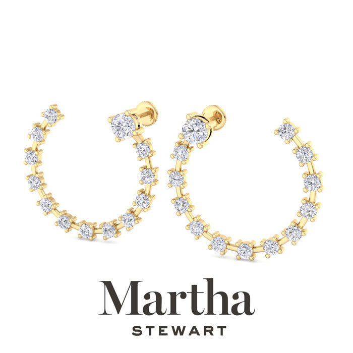 Martha Stewart 3 Carat Lab Grown Diamond Hoop Earrings In 14 Karat Yellow Gold