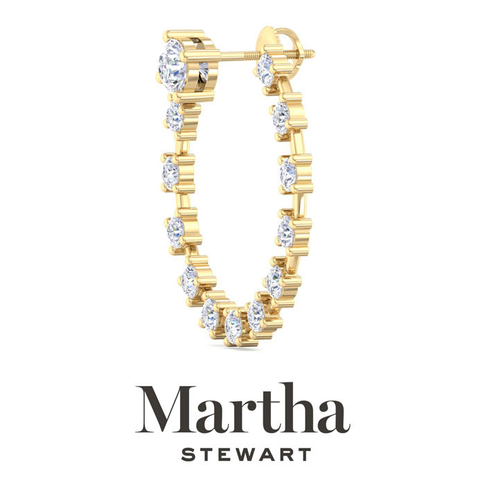 Martha Stewart 3 Carat Lab Grown Diamond Hoop Earrings In 14 Karat Yellow Gold