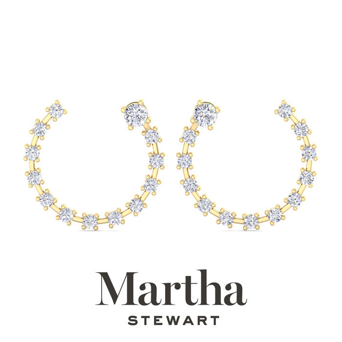Martha Stewart 3 Carat Lab Grown Diamond Hoop Earrings In 14 Karat Yellow Gold
