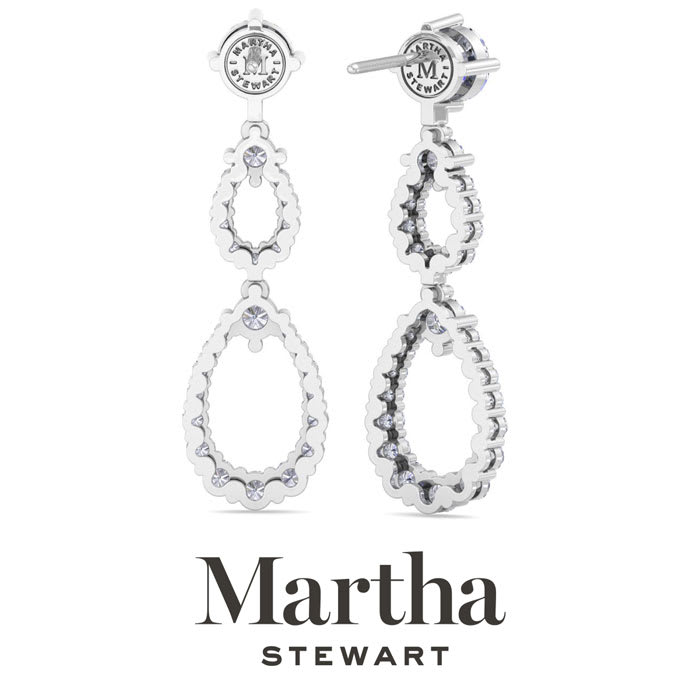 Martha Stewart 4 Carat Lab Grown Diamond Drop Earrings In 14 Karat White Gold