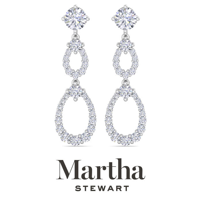 Martha Stewart 4 Carat Lab Grown Diamond Drop Earrings In 14 Karat White Gold