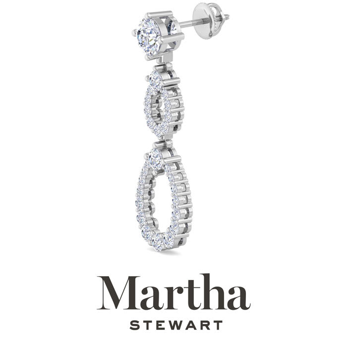 Martha Stewart 4 Carat Lab Grown Diamond Drop Earrings In 14 Karat White Gold