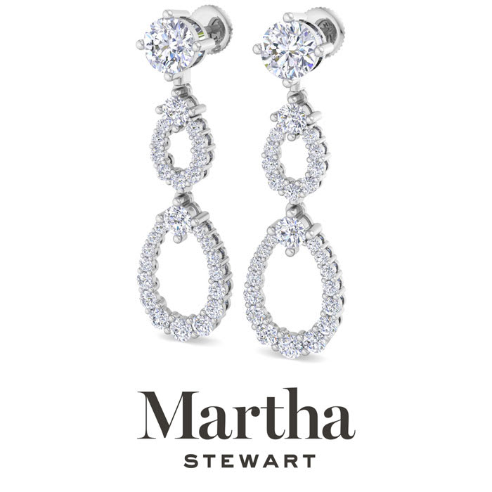 Martha Stewart 4 Carat Lab Grown Diamond Drop Earrings In 14 Karat White Gold