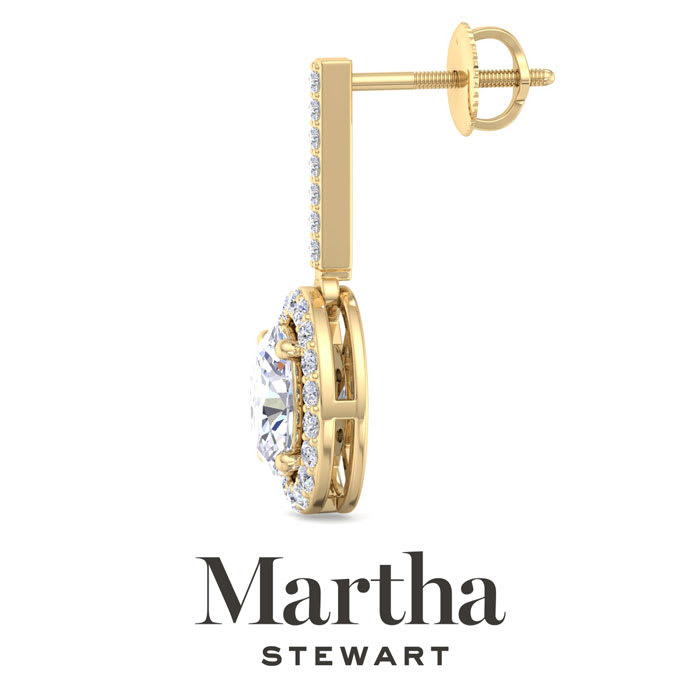 Martha Stewart 2 1/2 Carat Oval Shape Lab Grown Diamond Drop Earrings In 14 Karat Yellow Gold