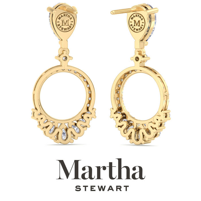 Martha Stewart 3 Carat Pear Shape Lab Grown Diamond Drop Earrings In 14 Karat Yellow Gold