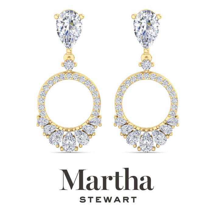 Martha Stewart 3 Carat Pear Shape Lab Grown Diamond Drop Earrings In 14 Karat Yellow Gold