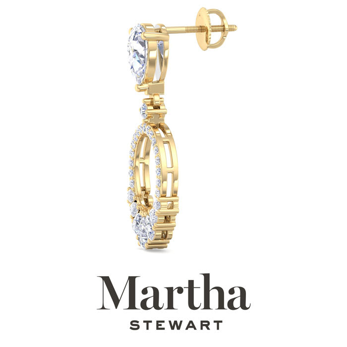 Martha Stewart 3 Carat Pear Shape Lab Grown Diamond Drop Earrings In 14 Karat Yellow Gold