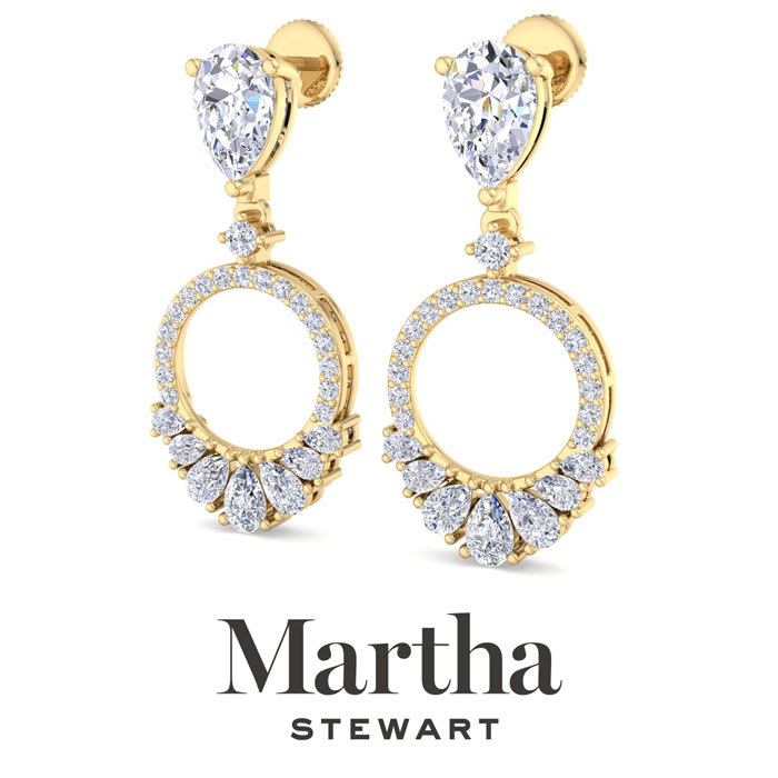 Martha Stewart 3 Carat Pear Shape Lab Grown Diamond Drop Earrings In 14 Karat Yellow Gold