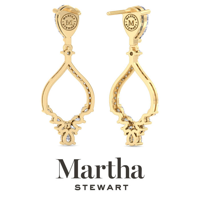 Martha Stewart 3 Carat Pear Shape Lab Grown Diamond Drop Earrings In 14 Karat Yellow Gold