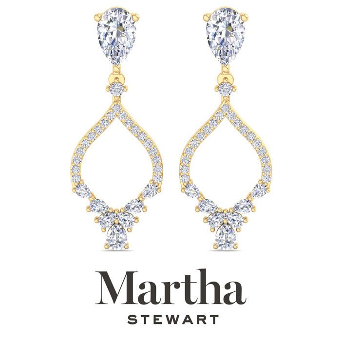 Martha Stewart 3 Carat Pear Shape Lab Grown Diamond Drop Earrings In 14 Karat Yellow Gold