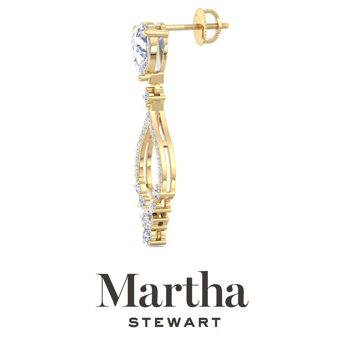 Martha Stewart 3 Carat Pear Shape Lab Grown Diamond Drop Earrings In 14 Karat Yellow Gold