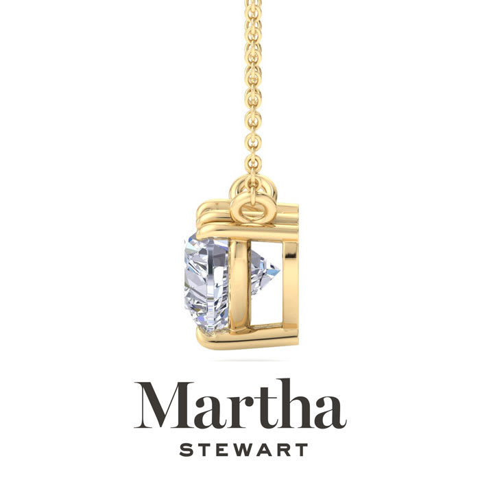 Martha Stewart 3 Carat Heart Shape Lab Grown Diamond Solitaire Necklace In 14K White Gold