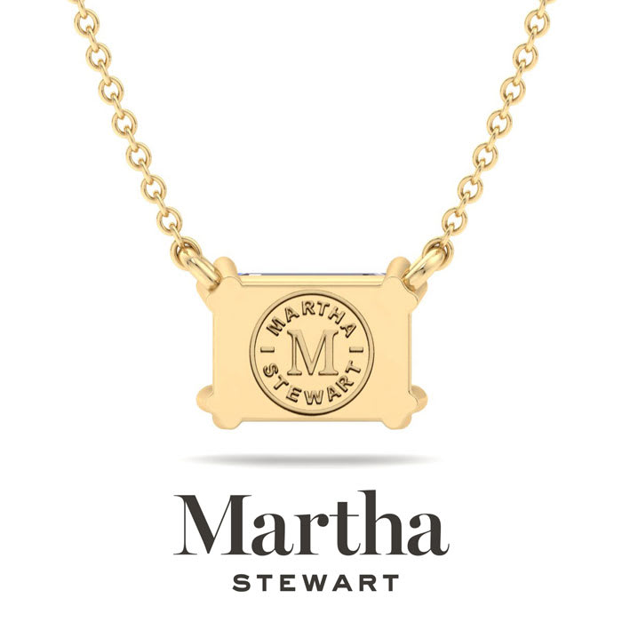 Martha Stewart 3 Carat Emerald Cut Lab Grown Diamond Solitaire Necklace In 14K White Gold