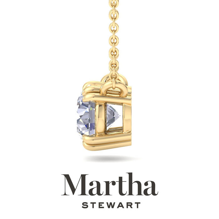 Martha Stewart 2 Carat Round Shape Lab Grown Diamond Solitaire Necklace In 14K White Gold