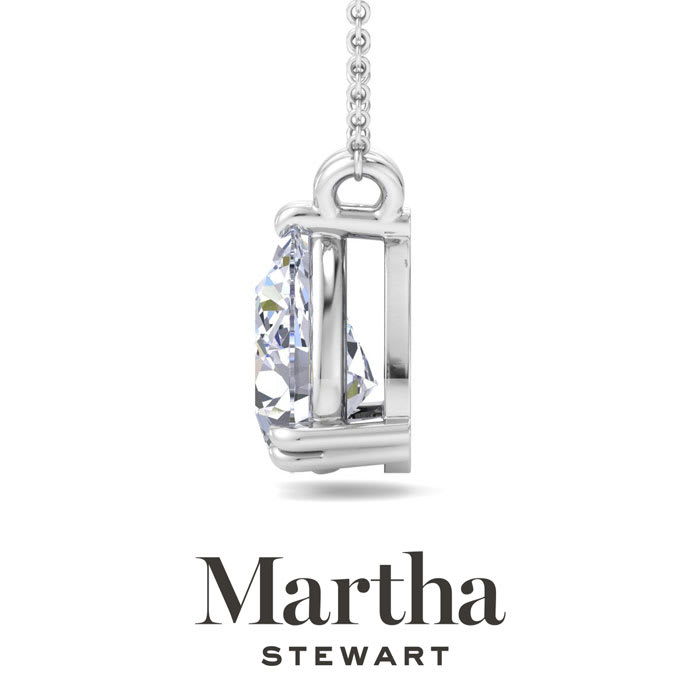 Martha Stewart 2 Carat Pear Shape Lab Grown Diamond Solitaire Necklace In 14K White Gold