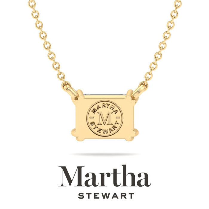 Martha Stewart 2 Carat Emerald Cut Lab Grown Diamond Solitaire Necklace In 14K White Gold