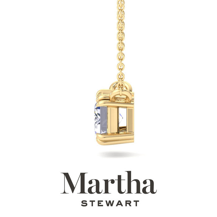 Martha Stewart 2 Carat Emerald Cut Lab Grown Diamond Solitaire Necklace In 14K White Gold