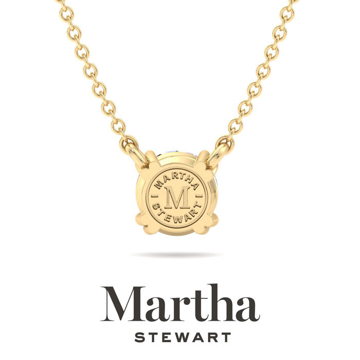 Martha Stewart 1 Carat Round Shape Lab Grown Diamond Solitaire Necklace In 14K White Gold