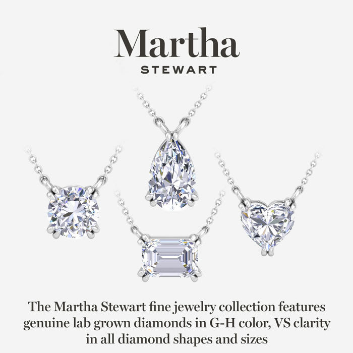 Martha Stewart 1 Carat Pear Shape Lab Grown Diamond Solitaire Necklace In 14K White Gold