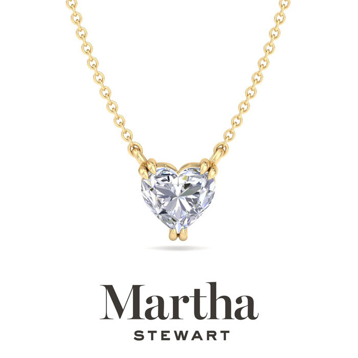 Martha Stewart 1 Carat Heart Shape Lab Grown Diamond Solitaire Necklace In 14K White Gold