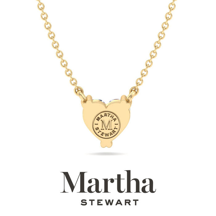 Martha Stewart 1 Carat Heart Shape Lab Grown Diamond Solitaire Necklace In 14K White Gold