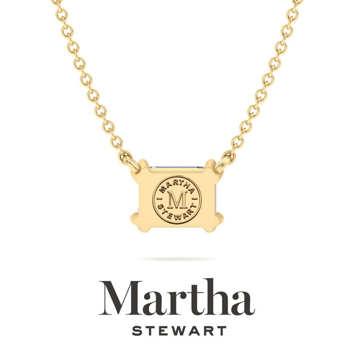 Martha Stewart 1 Carat Emerald Cut Lab Grown Diamond Solitaire Necklace In 14K White Gold
