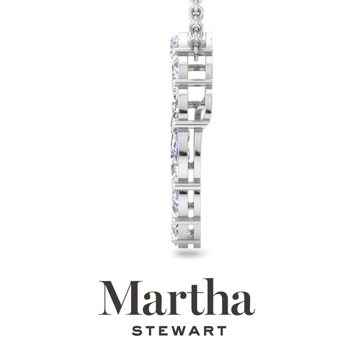 Martha Stewart 4 Carat Lab Grown Diamond Marquise Circle Necklace In 14K White Gold