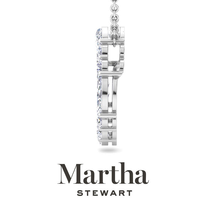 Martha Stewart 4 Carat Lab Grown Diamond Marquise and Round Circle Necklace In 14K White Gold